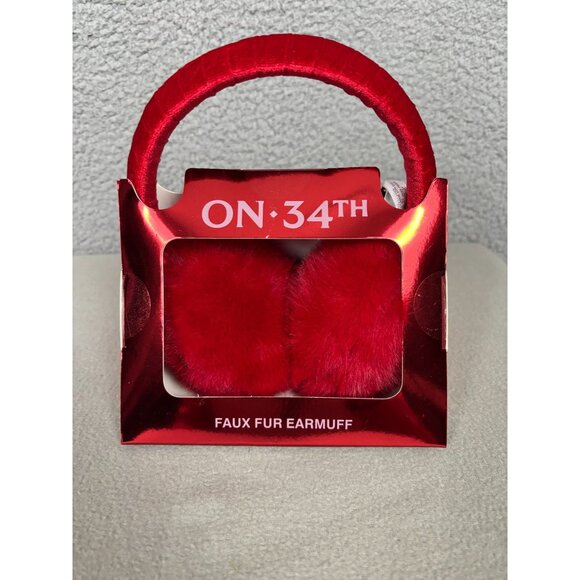 ON 34th Accessories - ON 34TH Women's Faux Fur Earmuffs Red One Size Cute & Cozy Gift Box NWT's